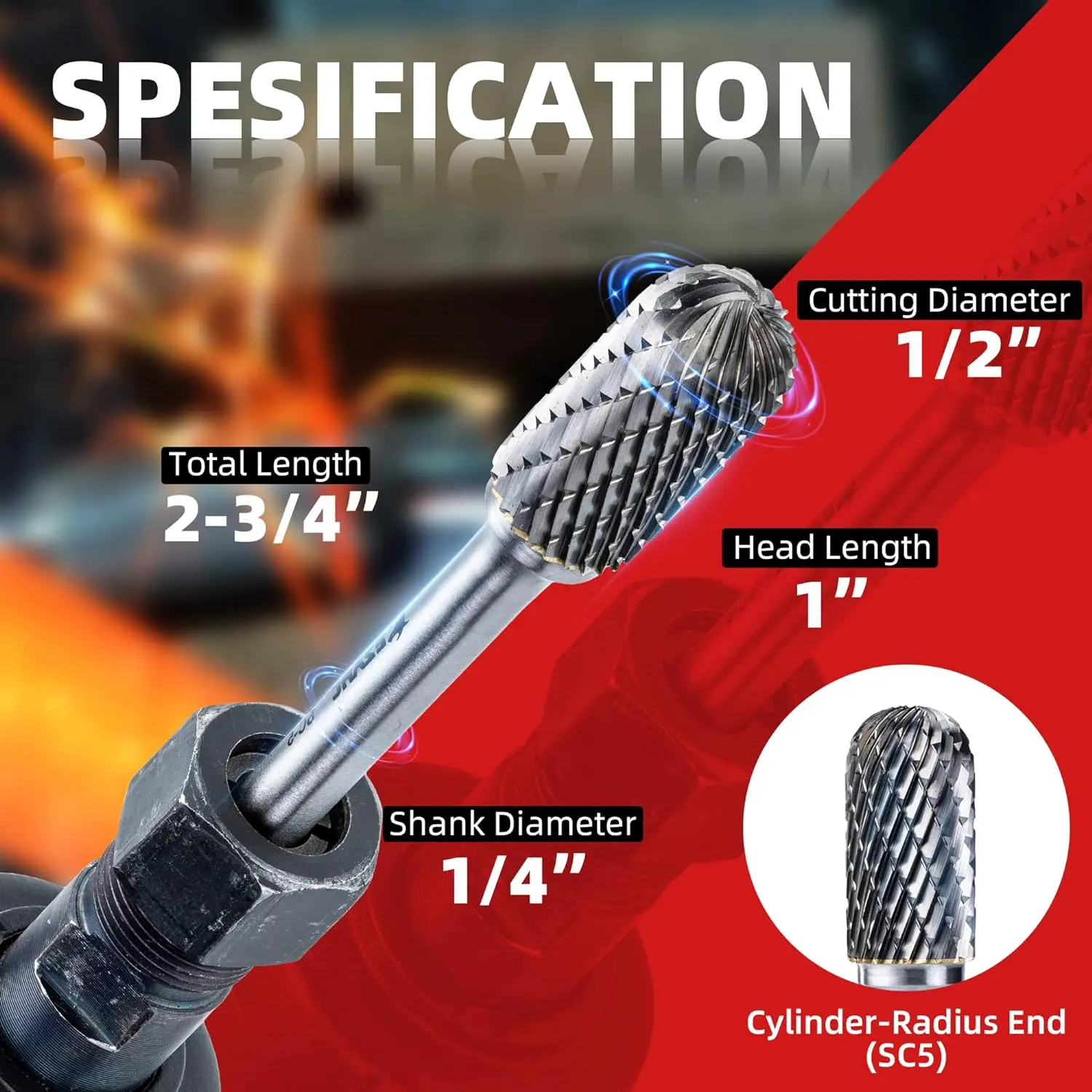 EZARC-broca rotativa de carburo de tungsteno, SC-5, doble corte, amoladora de troquelado, rebabas de corte para caja de almacenamiento de trabajo de