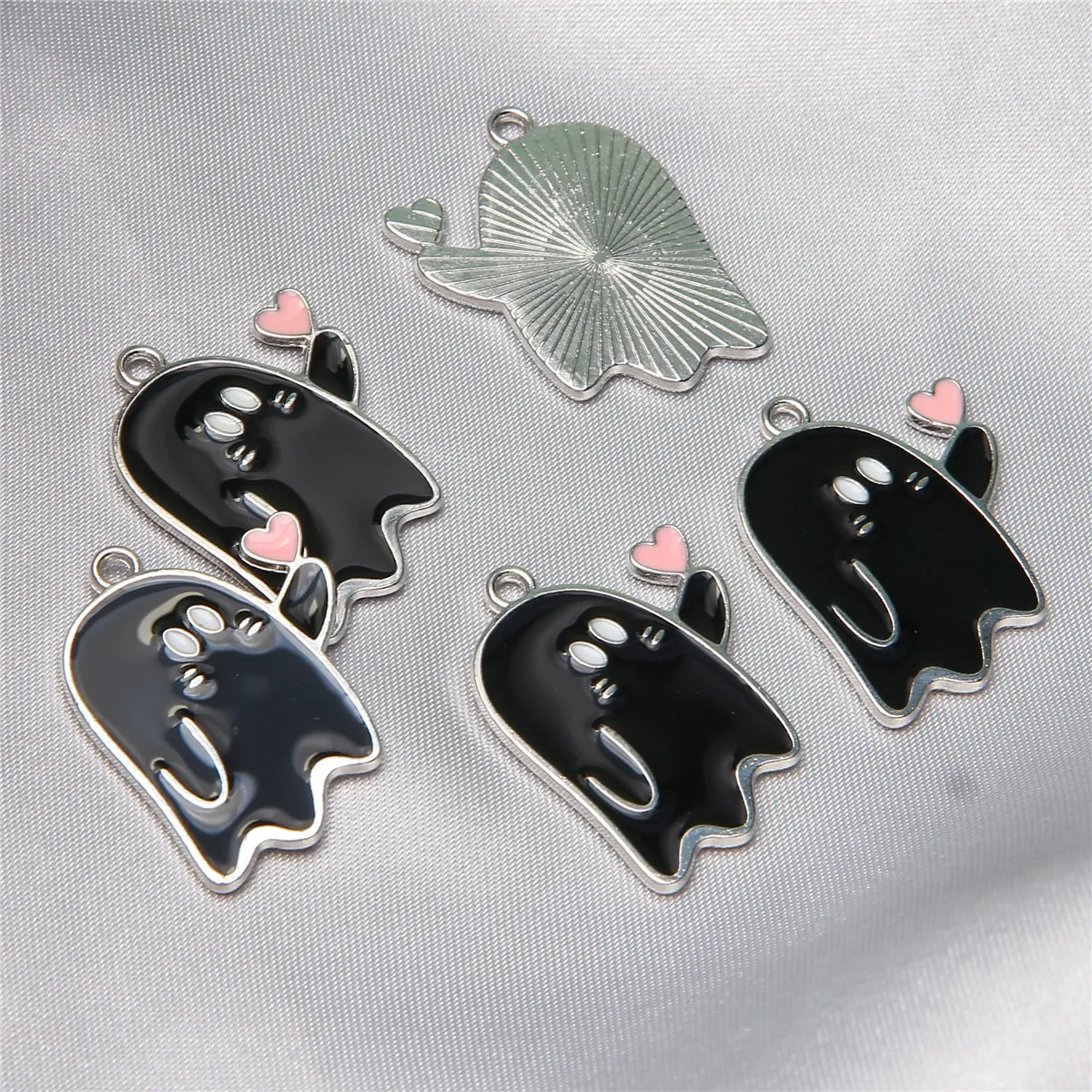 50pcs cute cartoon accessories Black and white Little devil Little Dinosaur dripping oil alloy pendant pendant accessories image 3