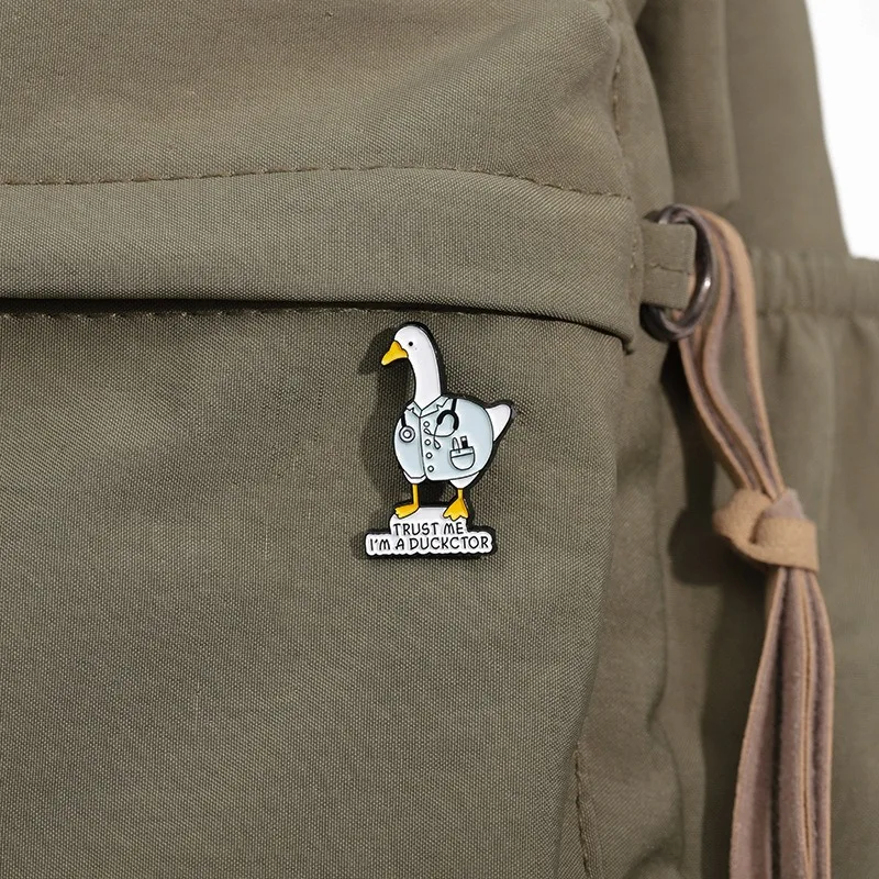 Cartoon Animal Doctor Series Metal Brooch Creative Puppy Duck Shape Badge Trendy Versatile Clothes Bag Accessories Brooch image 5