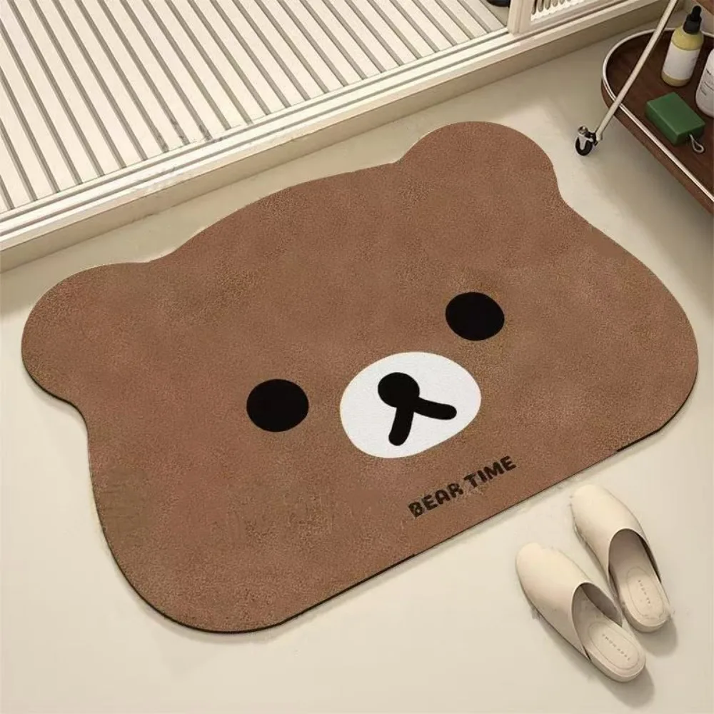 

New Kawaii Rilakkuma Bathroom Mat Cute Cartoon Diatomaceous Mud Floor Carpet Toilet Door Mat Absorbent Non Slip Girl Gifts Toys