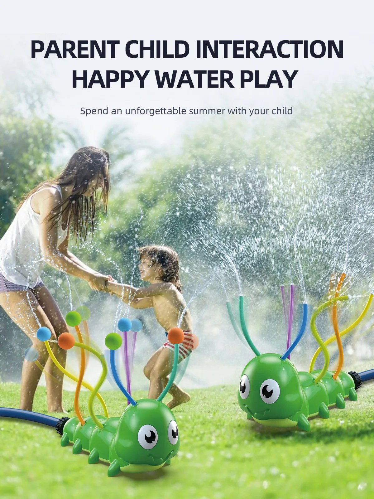 Lanzador de oruga automático, rociador para niños, juego de agua, juguete para salpicaduras, interacción divertida, juego de césped y jardín, regalos al aire libre
