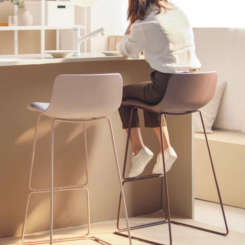 

Modern Minimalist Bar Stools with Backrest Creative Nordic Kitchen Island Chairs for Home Adjustable Bar Height Stools