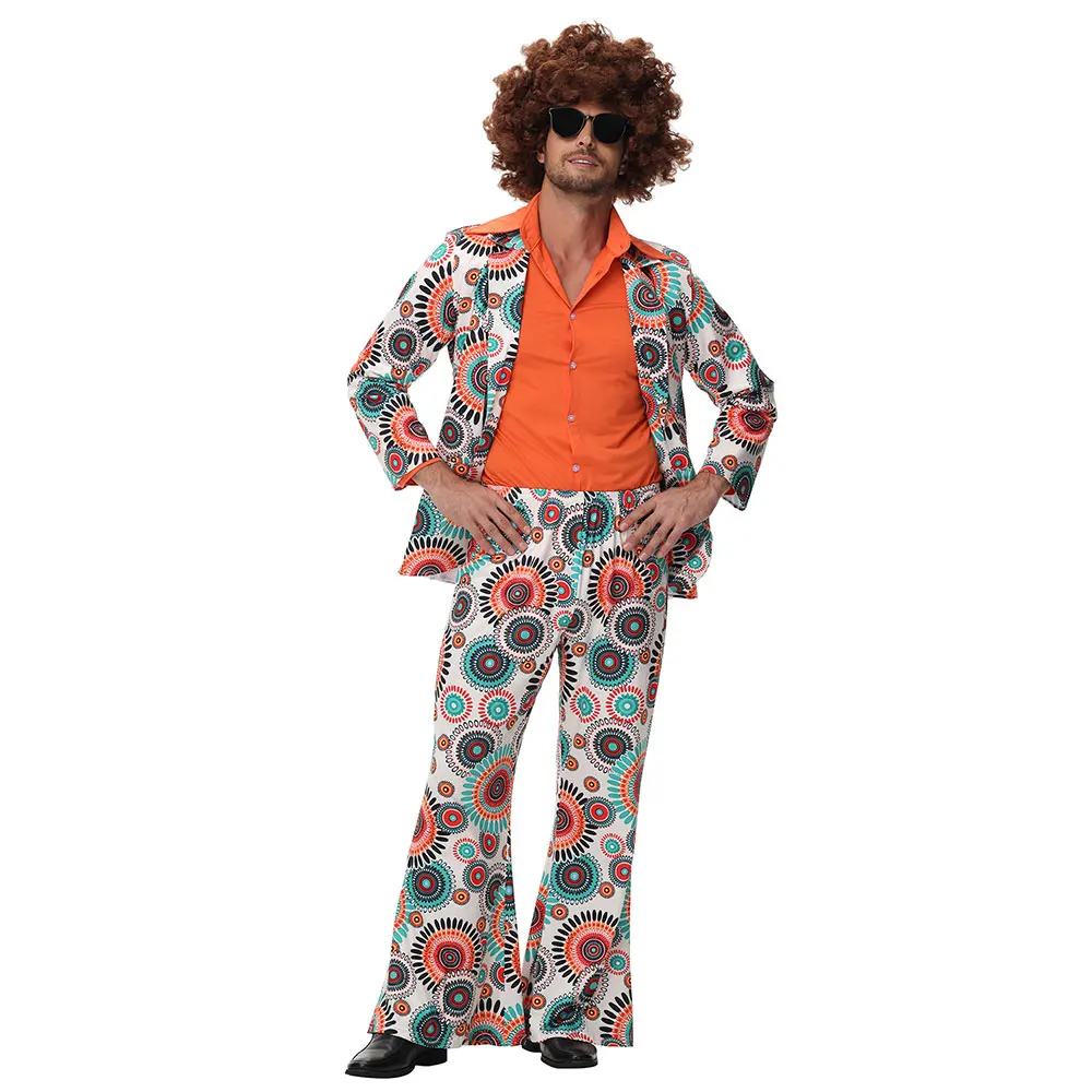 Halloween Party Disco Couples Hippie Costumes Women Male 70s 80s Rock Disco Cosplay Outfits Festival Dance Fantasia Costume view 2