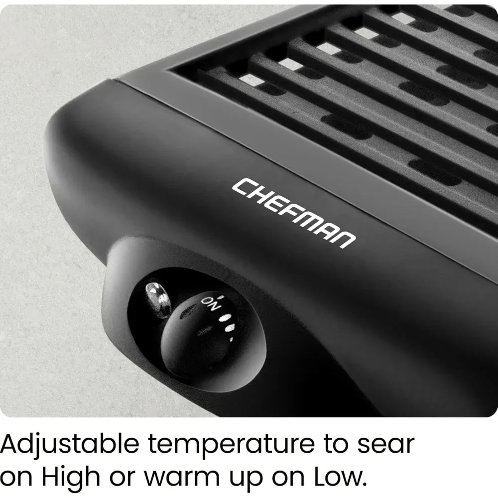شواية كهربائية داخلية بدون دخاني، سطح طهي غير لاصق ومقبض درجة حرارة قابل للتعديل من الدفء إلى الحرق للشواء المخصص