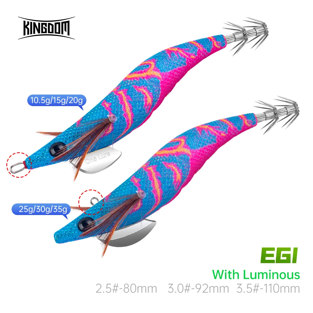 Kingdom Squid Jigs Fishing Lures 2.5# 3.0# 3.5# Artificial Squid Hook Jiggging Hard Shrimp Baits For Sea Fishing Cuttlefish EGI