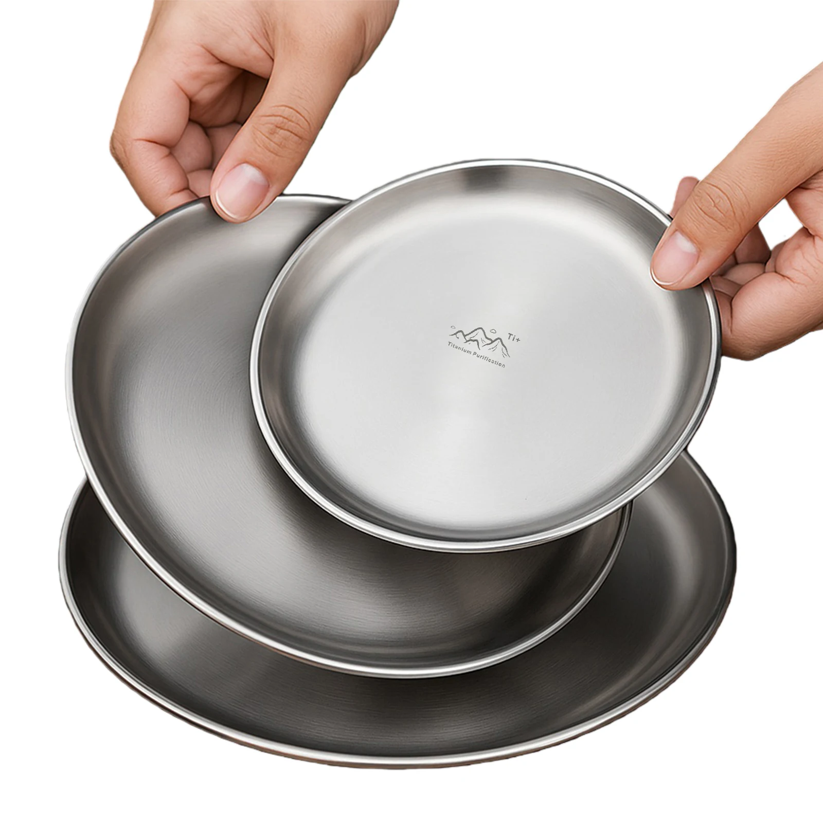 

Titanium Purification Round Plate Portable Travel Tableware Lightweight Stackable Camping Tray Rust Proof for Outdoor FruitSalad