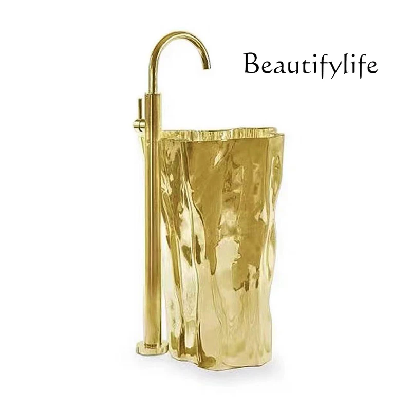 

Lavabo artistico di lusso leggero in acciaio inossidabile villa bagno domestico lavabo a colonna creativo avanzato