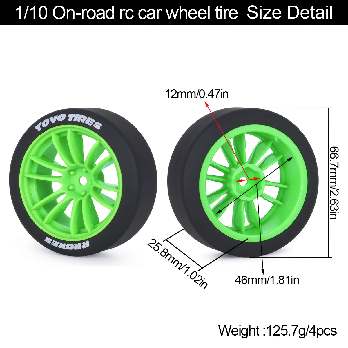 4Pcs Hard Drift Tires Wheel Tyre Hub 12mm Hex for 1/10 RC Drift Car On Road Car Tamiya TT01 TT02 XV01 PTG-2 Kyosho HPI HSP Parts - view 2