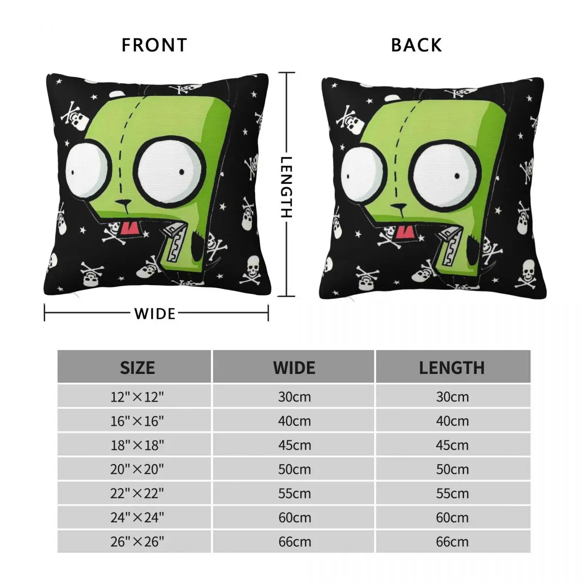 Invaders Zims Kawaii Funny Pillow Cover Square Pillow Case Cushion Cover Kawaii Custom Pillowcases For Wedding Party Home Decor