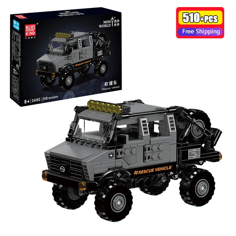 

MOULD KING 510 Pcs Rescue Vehicle Building Blocks City Emergency Tow Truck Model Bricks Educational Construction Toys For Kids