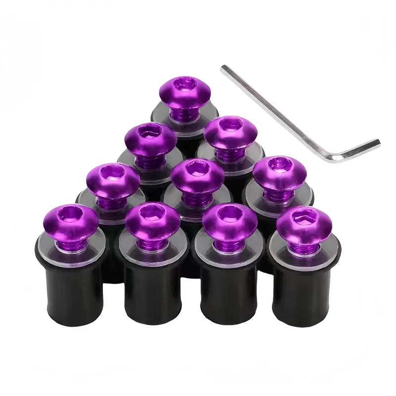 10pcs Motorcycle M5 16mm Metric Rubber Well Nuts Windscreen Fairing Cowl Anodized Windshield Nut Bolt Screw Kit