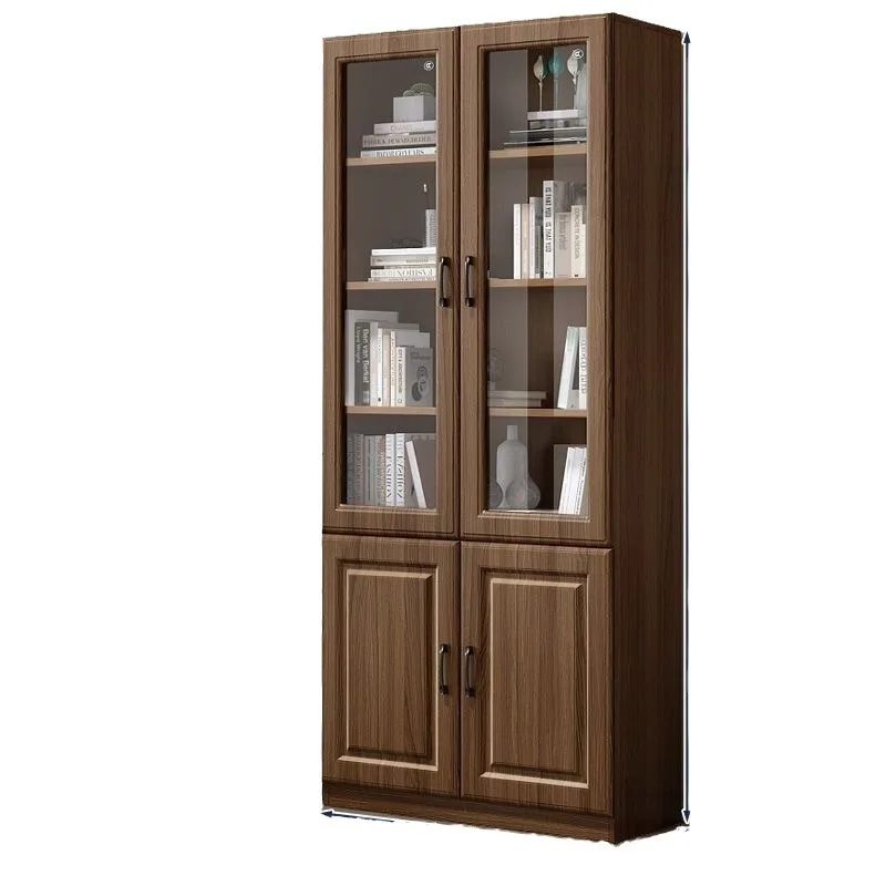 

Бытовой книжный шкаф из цельного дерева, комбинация книжной полки, современная простота со стеклянным шкафчиком для гостиной, кабинета, пола