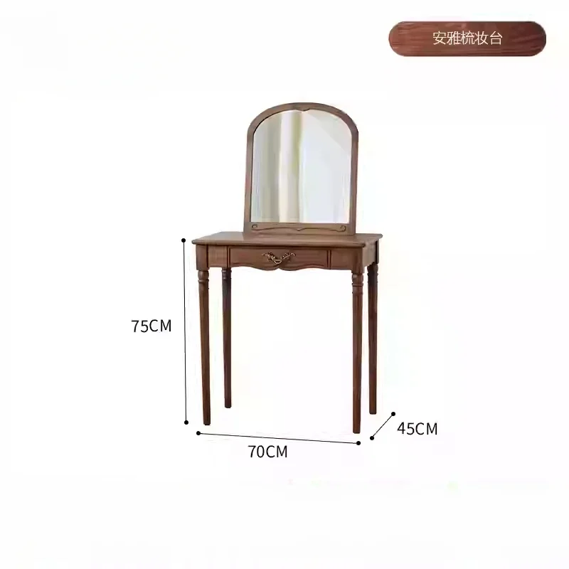 

Комод Anya из цельного дерева черного ореха для спальни, простой ретро-стол для макияжа, столик для макияжа