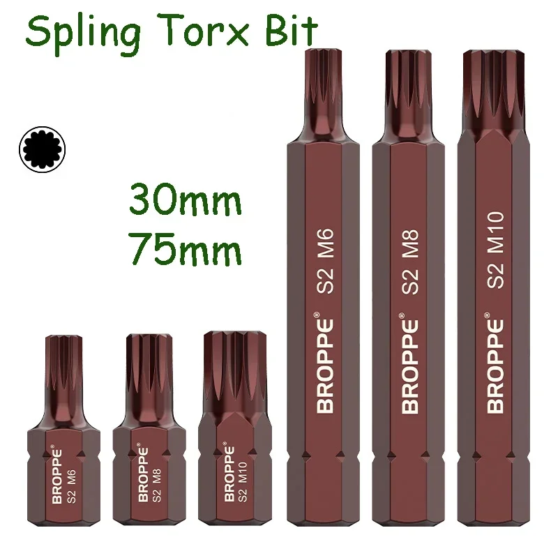 

12 Point Torx Screwdriver Bit 10mm Hex Shank Magnetic 30mm 75mm Length 12 Angles Star Screw Driver Bits Tools S2 Steel M5~M12