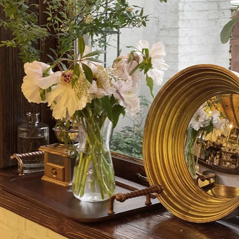 

Vintage Resin Mirror Convex Decorative Mirror Round Wall Mirror for Living Room Photo Gallery Wall Home Interior Decoration