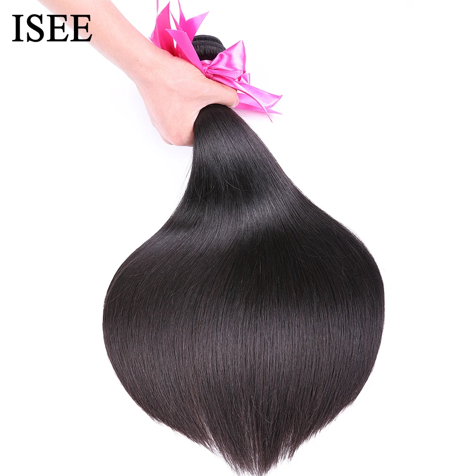 

ISEE HAIR Malaysian Straight Hair Bundles 100% Human Hair Extension Natural Color 3/4 Bundles Straight Hair Weaves