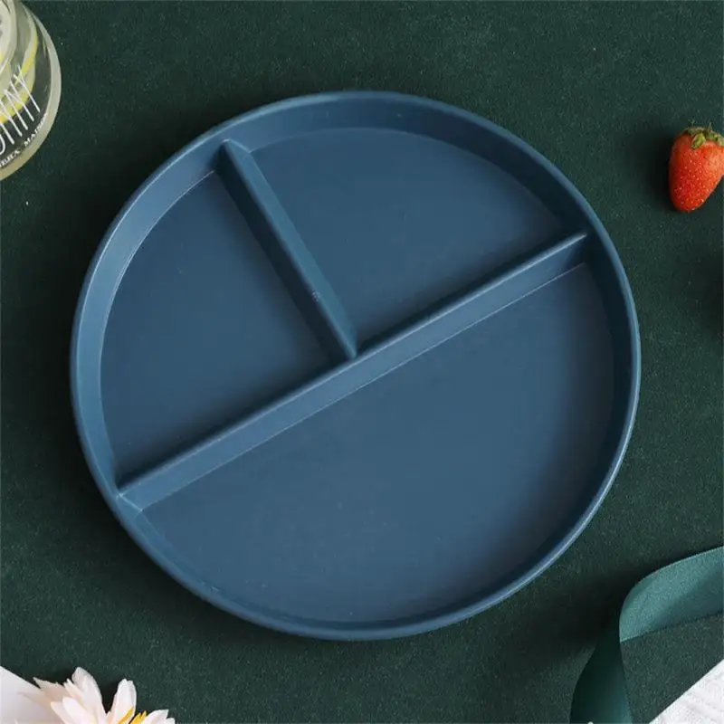 Three-Grid Western Compartment Plate For Food Fruit Salad Divided Plate Wheat Straw Diet Meal Plate Food Tray Kitchen Dinnerware