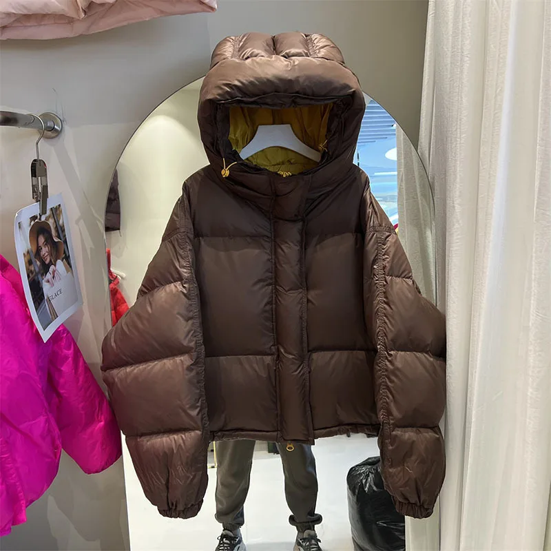 Cappotto invernale Capispalla femminile 2024 Autunno Inverno da donna Nuovo colletto in piedi addensato caldo corto con cappuccio giacca casual da