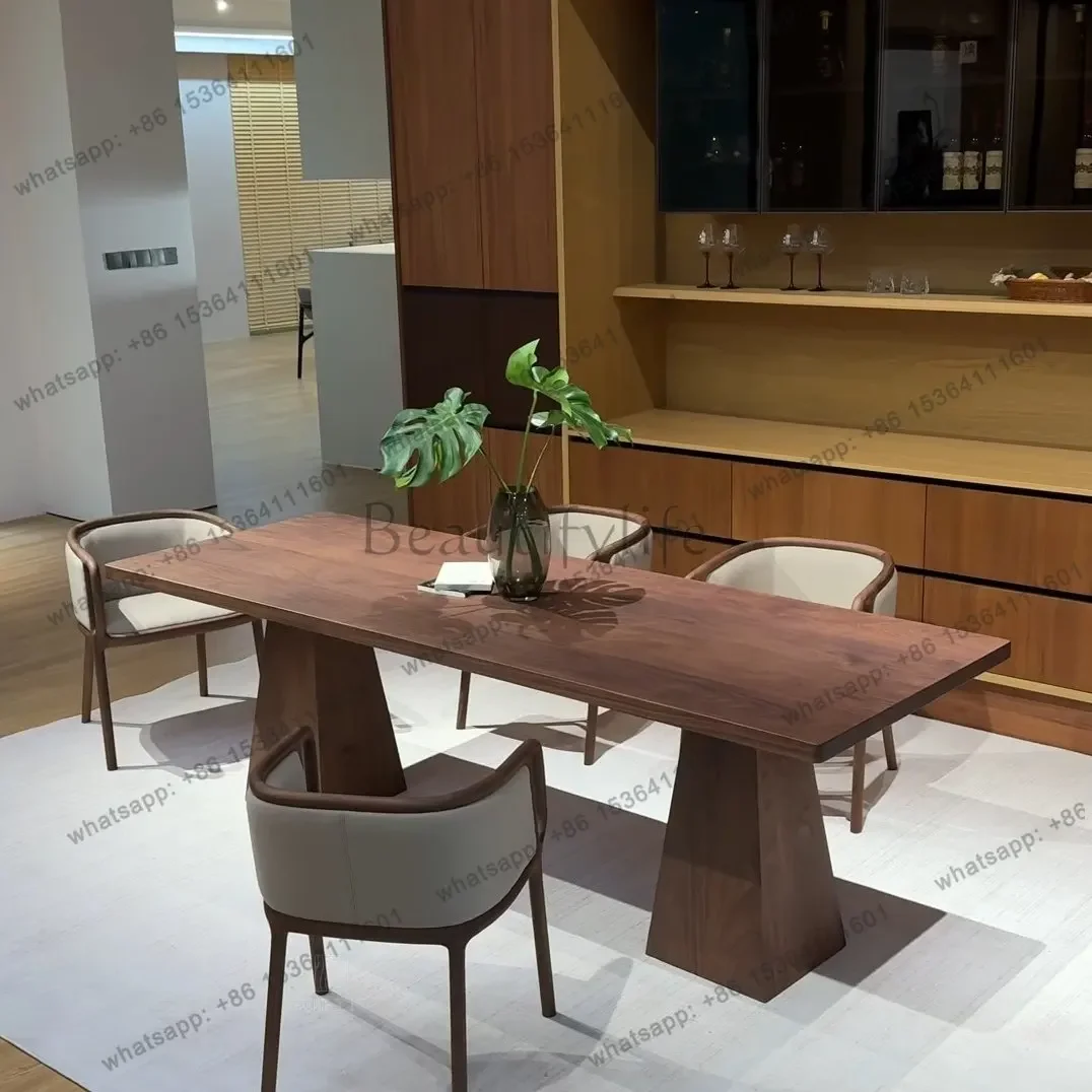 

FG11Medieval solid wood dining table geometric table minimalist design Nordic black walnut tea table