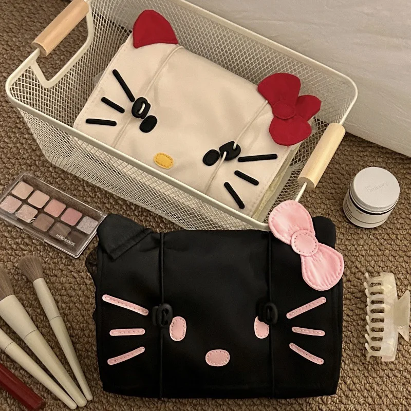 Kawaii Sanrio Cartoon Anime Hello Kitty Makeup Bag Cute Large Capacity Portable Skincare Products Storage Bag Girls' Supplies