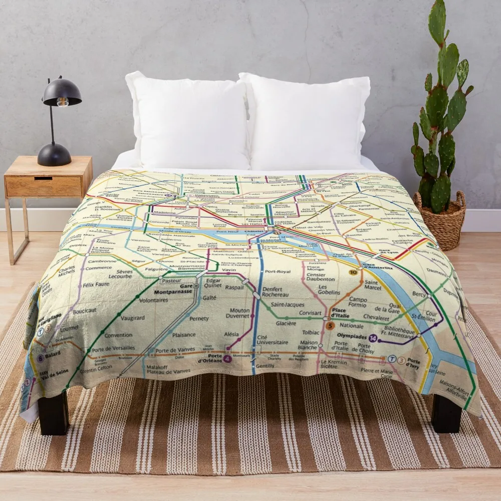 

Paris METRO Map Throw Blanket Fashion Sofas For Baby cosplay anime Blankets