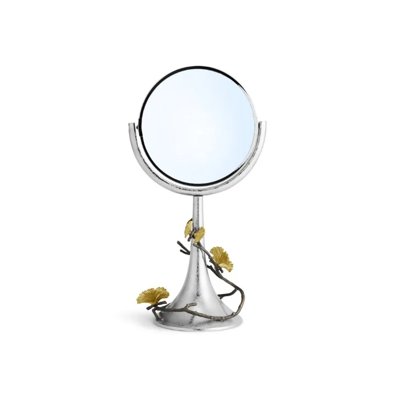 Butterfly ginkgo vanity mirror, round mirror bedroom double-sided makeup