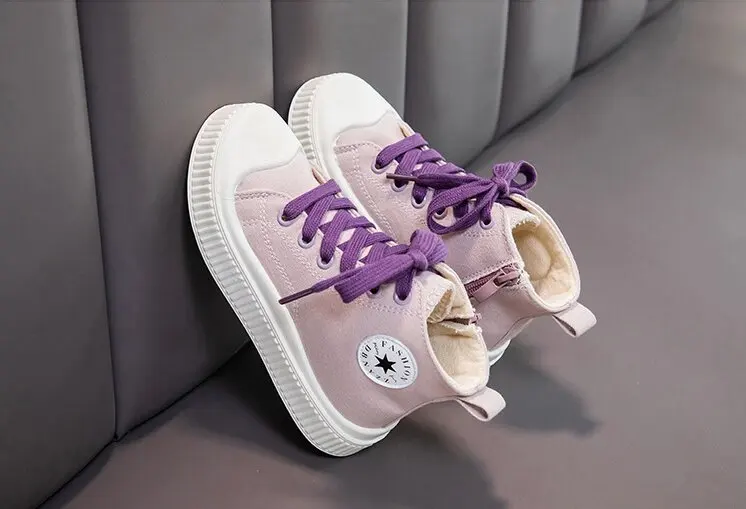 Kinder-Sneaker, Mädchen, Segeltuchschuhe, Reißverschluss, Stiefel, Design, Campus-Studenten, bequem und atmungsaktiv, geeignet für drinnen und ou – Detail 1