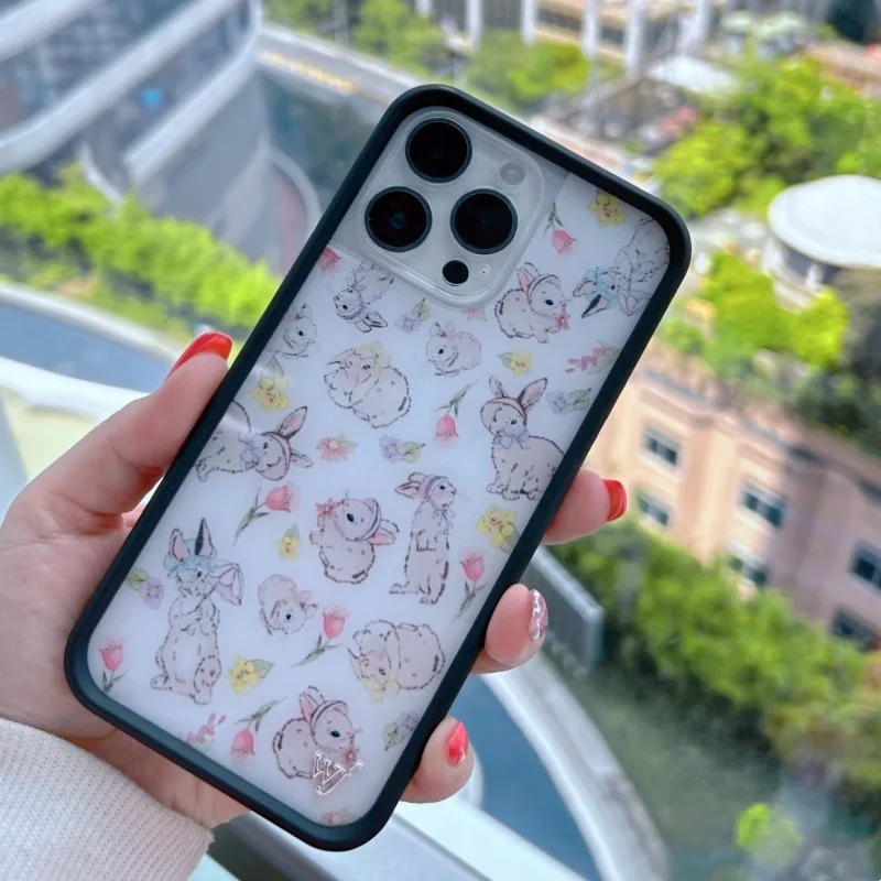 Bunnies and Bonnets Wildflower Phone Case for iPhone 11 12 13 14 15 16 17 18 Pro Max Plus 18Pro Air wf rabbit Bunny Cover Cases