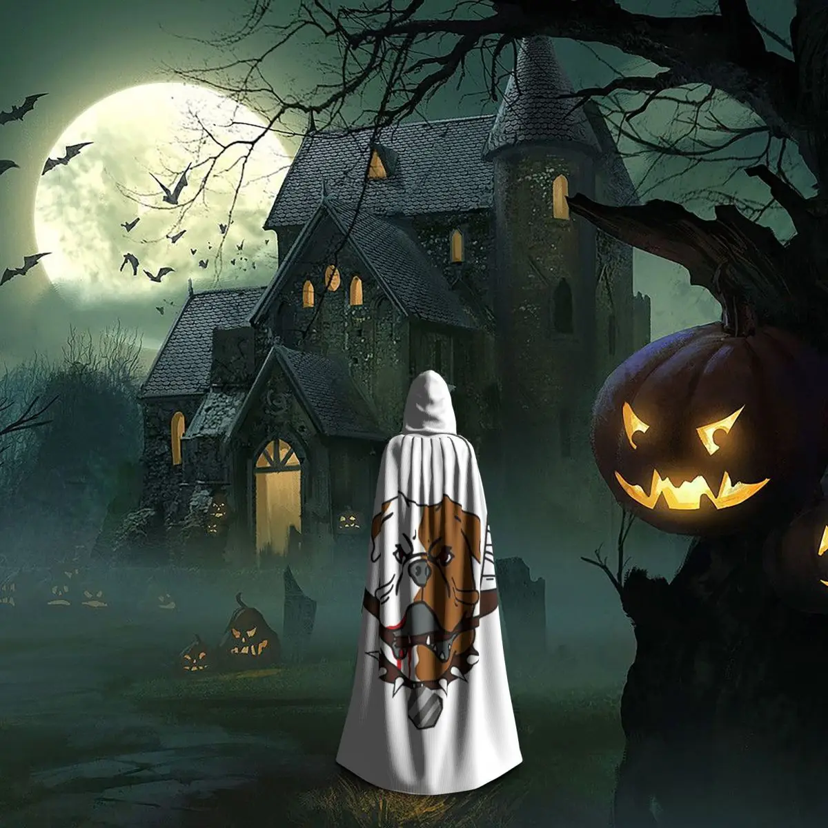 SHORESY Sudbury Bulldogs 로고 긴 후드 망토 마녀 중세 의상 코스프레 케이프 할로윈 파티 성인 유니섹스