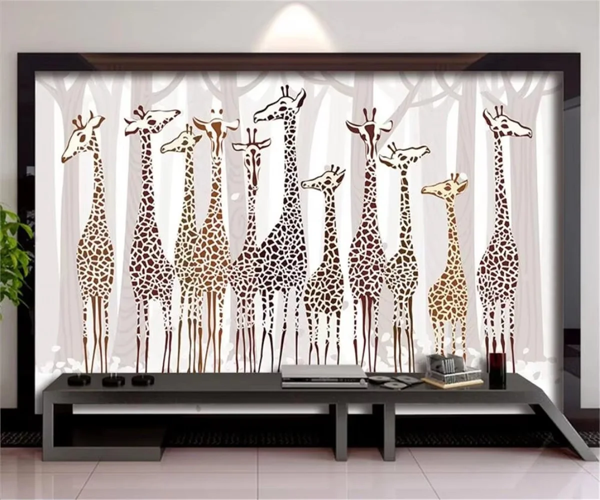 

Custom wallpaper photo home decor living room bedroom giraffe woods background mural tv background 3d wallpaper