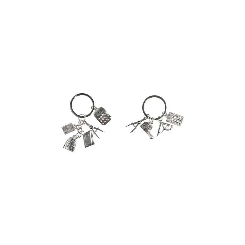 DIY Jewelry Math Formulas Keychain Calculator Compasses Geometry Keychain Book Retro Student Keychain Greek Symbols Keychain
