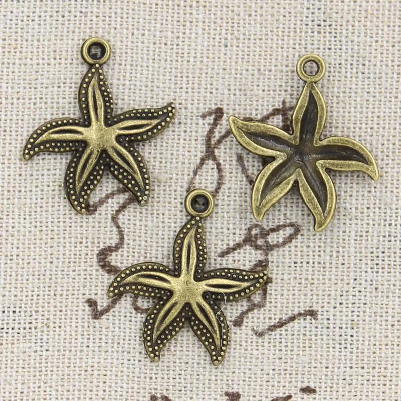 15pcs Charms starfish 25x23mm Antique Silver Color Pendants Making DIY Handmade Tibetan Finding Jewelry