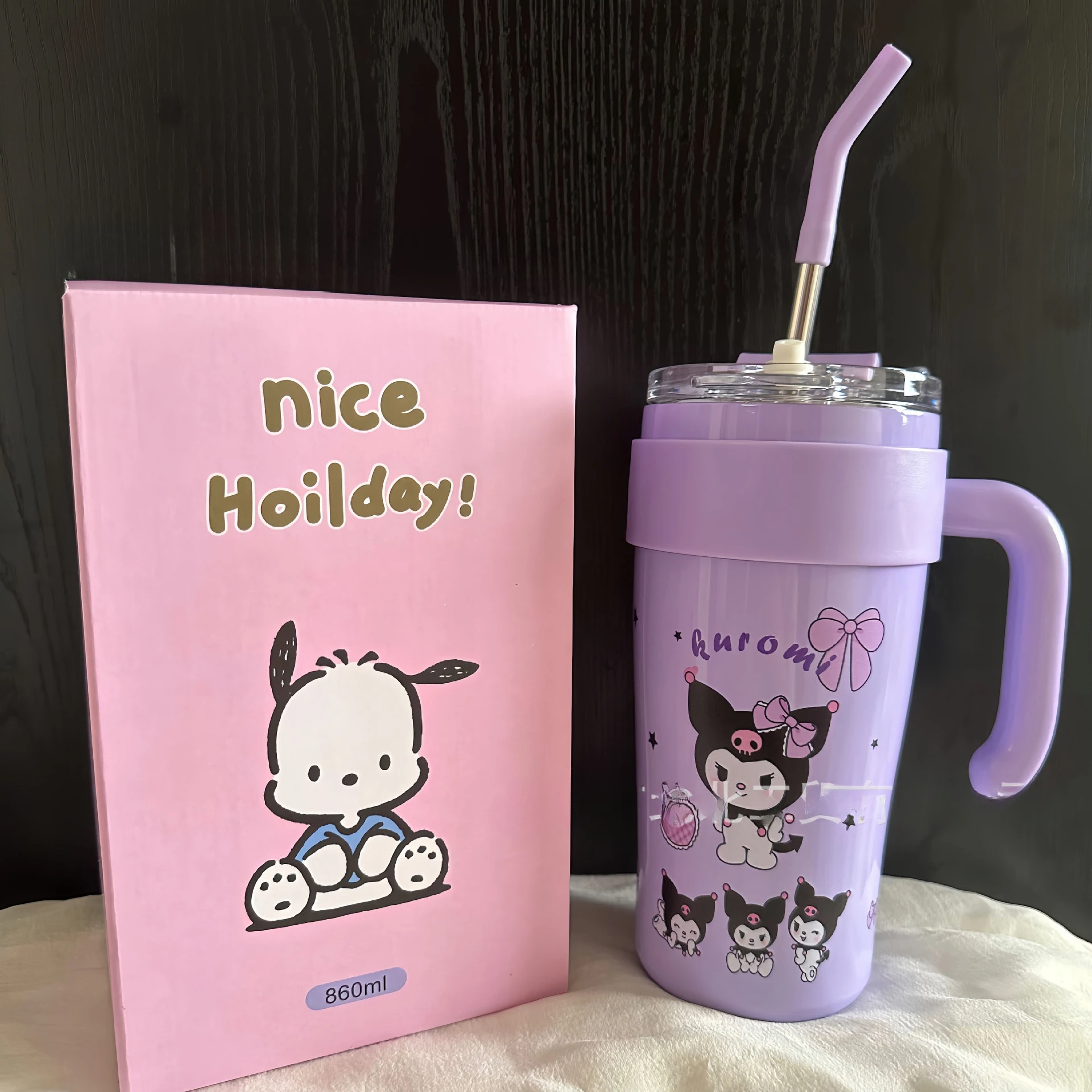 New Sanrio Ice King Cup Stainless Steel High Beauty Large Capacity Big Mac Straw Cup Insulated Cup Water Cup