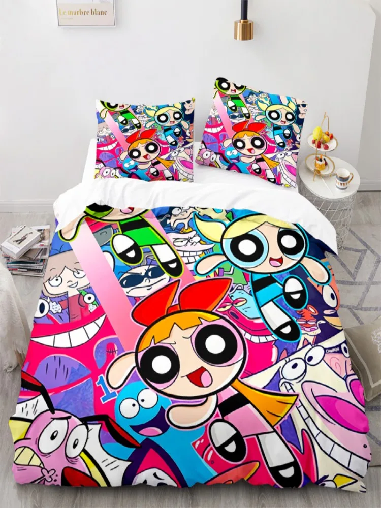 Powerpuff Girls cartoon bedding set 3D printing super soft and comfortable Duvet Cover bedroom decoration