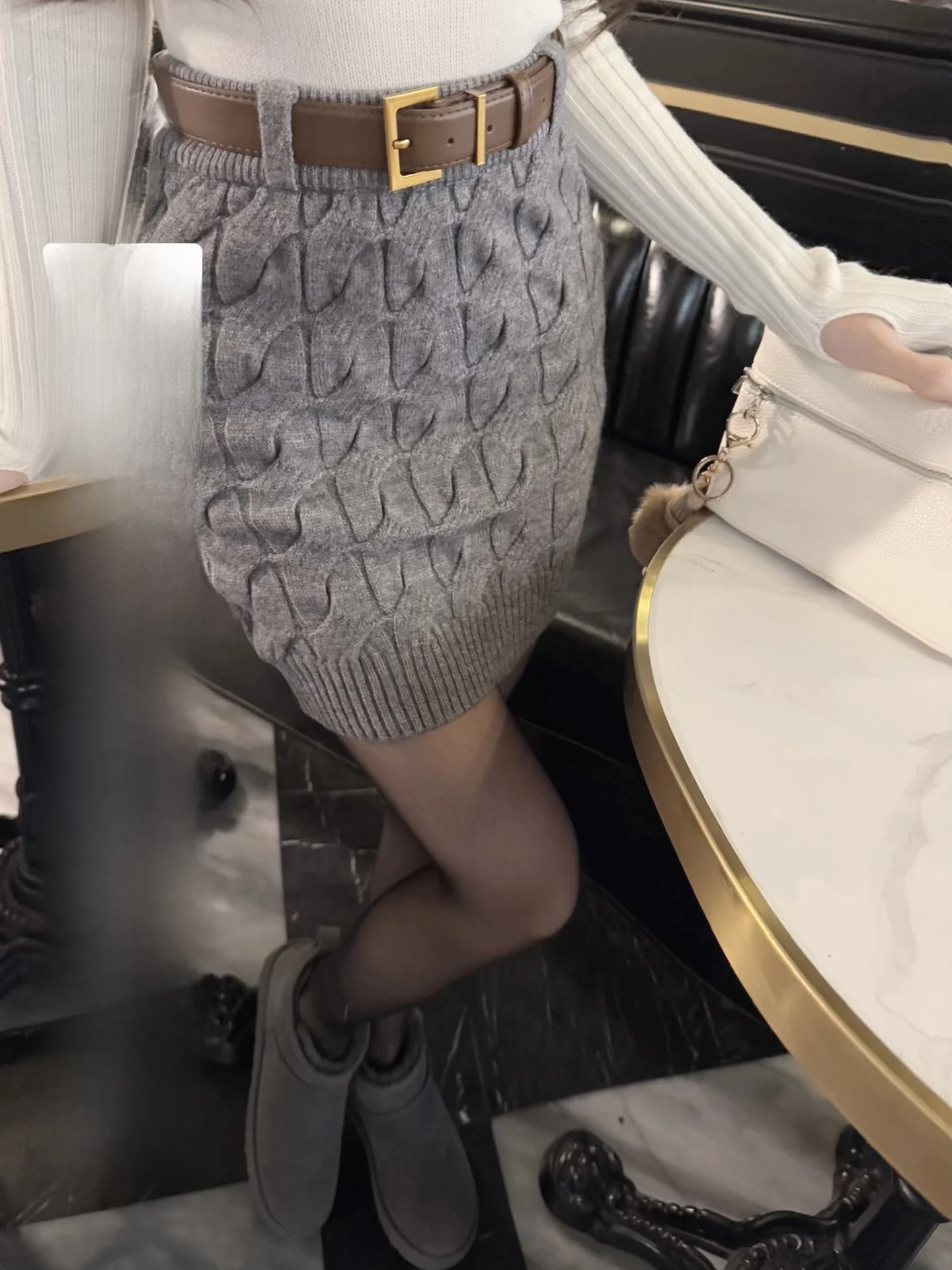 

Вязаная юбка Ele с поясом для женщин, облегающая, миди, универсальная, с высокой талией, для офиса, зима 2025