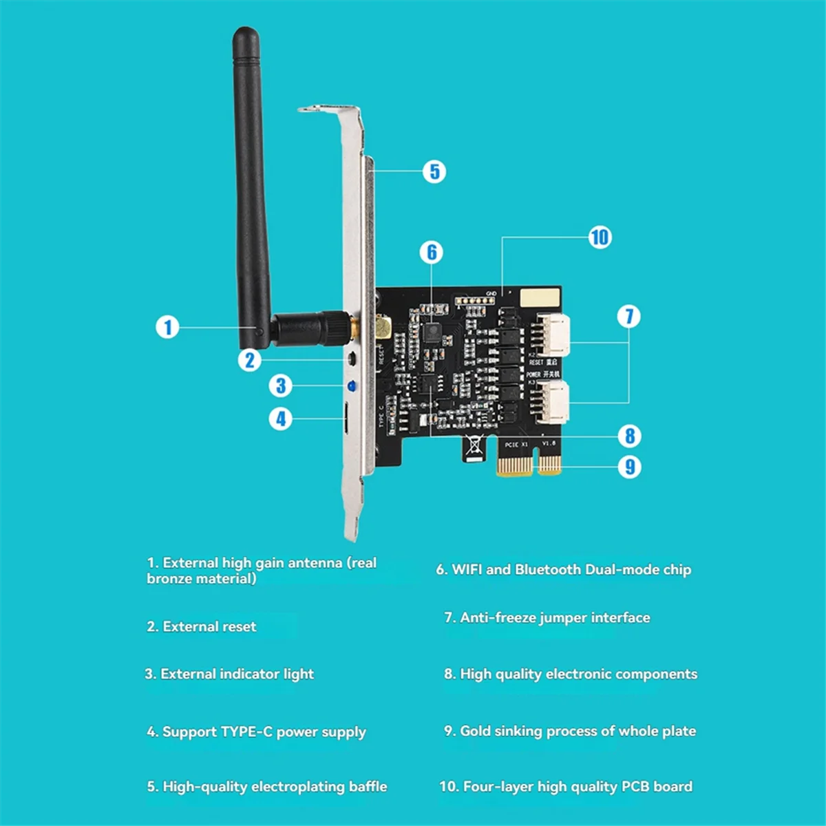 

# 890Z Wi-Fi Переключатель сброса мощности компьютера PCIe Карта дистанционного запуска (черный)