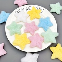 30pcs 65mm  Star Shape Padded Soft Plush Mink Hair Applique for DIY Cloth Hat Sewing Supplies Patches Clips Bow Decor