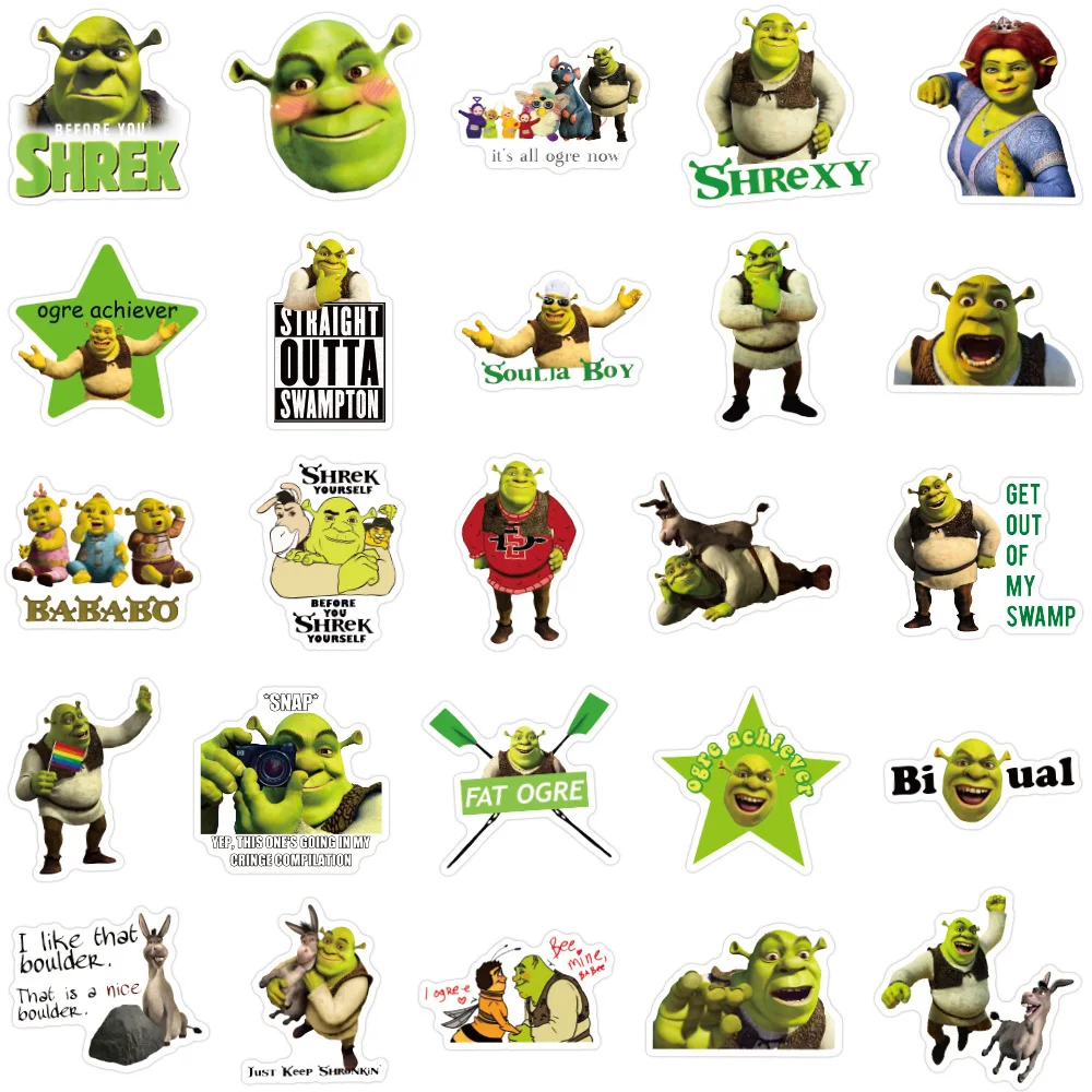 Pegatinas de dibujos animados de Disney, calcomanías de dibujos animados de monstruo Shrek, calcomanías de decoración DIY para motocicleta,