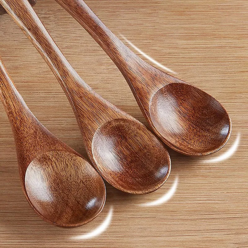 Small Wooden Spoons, 6Pcs Wooden Teaspoon for Cooking Small Condiments Spoon, Mini Wooden Honey Spoon for Daily Use