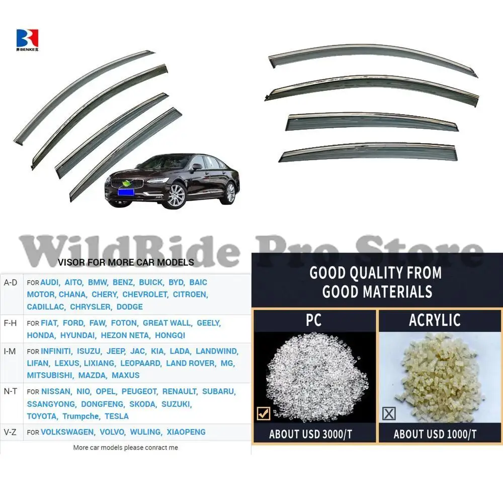 

1 set For VOLVO S90 2019 High End 2pcs Injection Deflector PC Door Window Visor