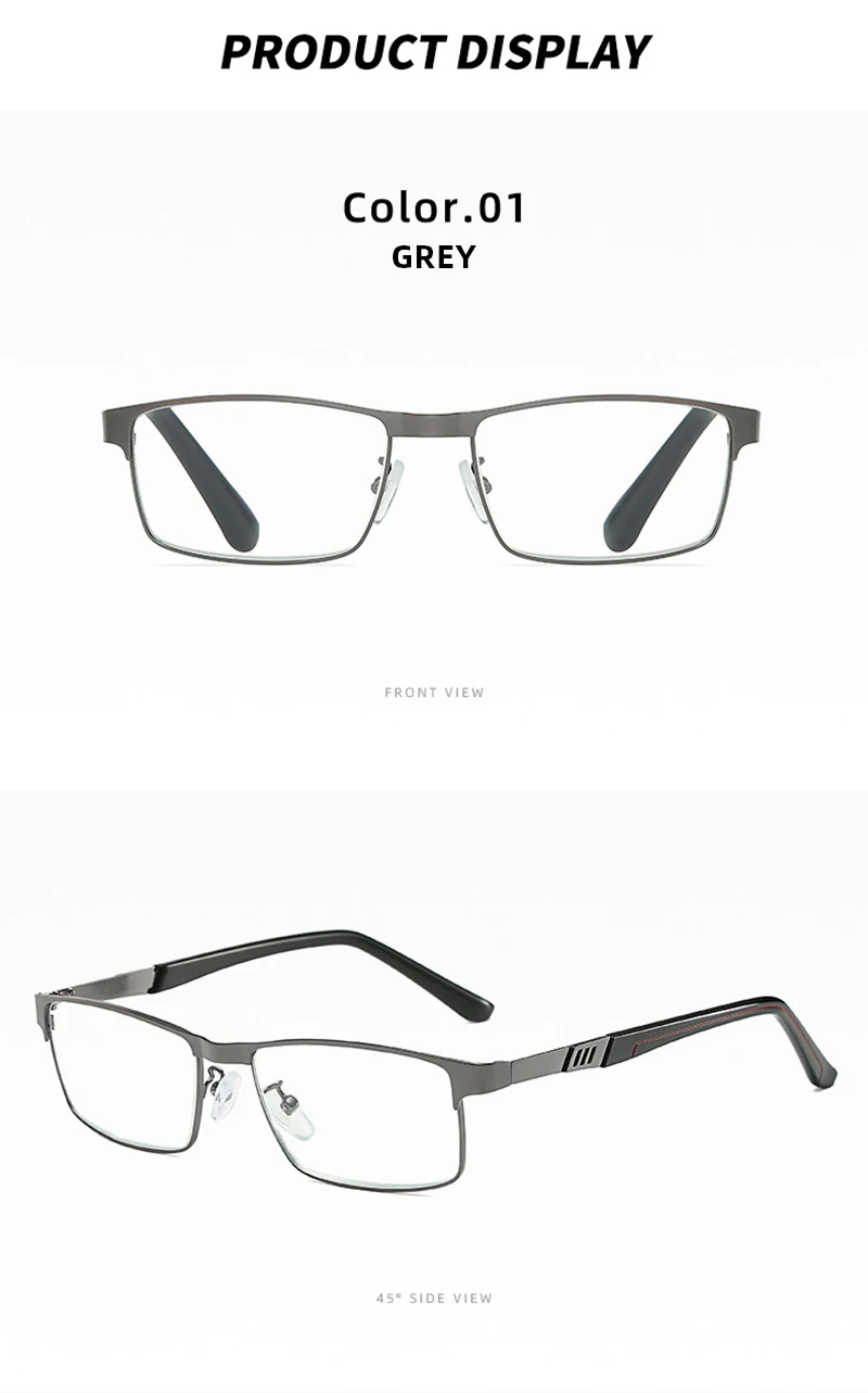 Luxus Metall Rechteck Lesebrille Männer Vintage Anti-blau Licht Presbyopie Brille Männlichen Mode-Business Lesebrille – Detail 10