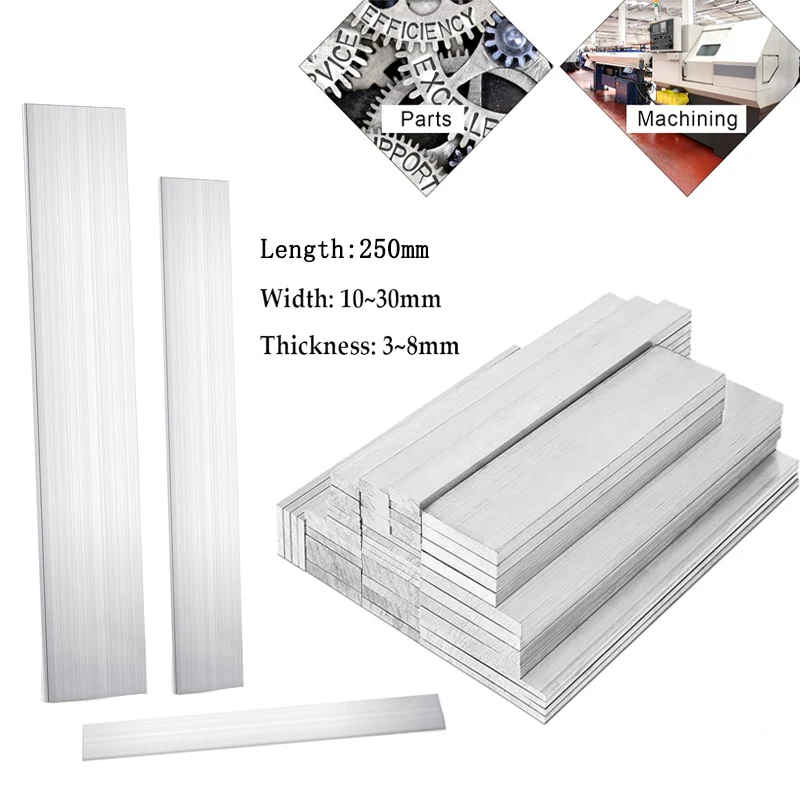 알루미늄 합금 금속 시트 6061 직사각형 플랫 바 플레이트 스트립, CNC 금속 길이 250mm, 1 개