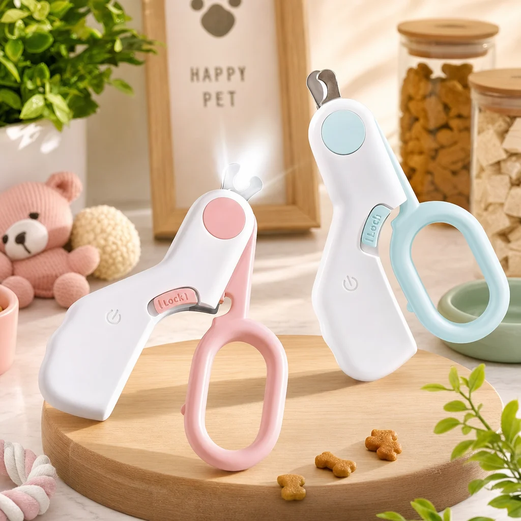 LED Pet Nail Clippers for Cats & Dogs, Professional Pet Claw Trimmer with Safety Lock to Avoid Over‑Cutting, Sharp Grooming Tool
