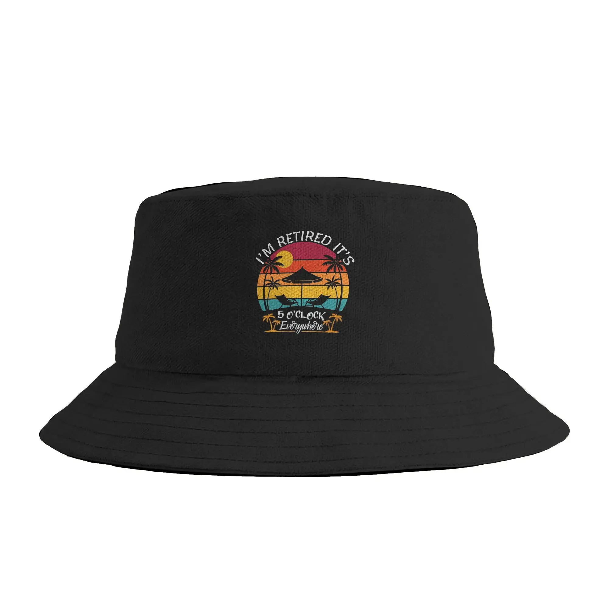 Funny Retirement I‘m Retired  It’s 5 o‘clock Everywhere Bucket Hat  Hip Hop Fisherman Caps Soft Fold Fishing Sunscreen Hats