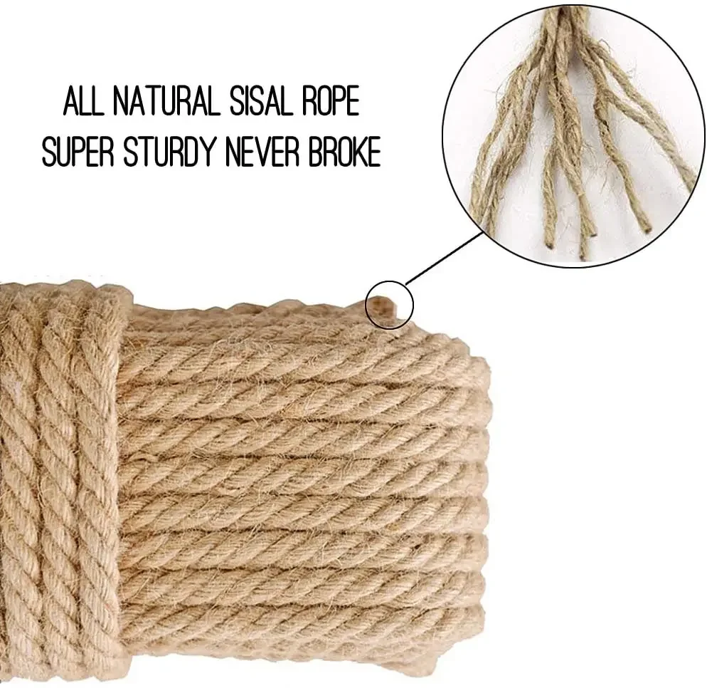 1-14mm Natural Vintage Jute Rope Cord String DIY Basket Cat Pet Scratching Handmade Crafts Gift Wrapping Gardening Wedding Decor