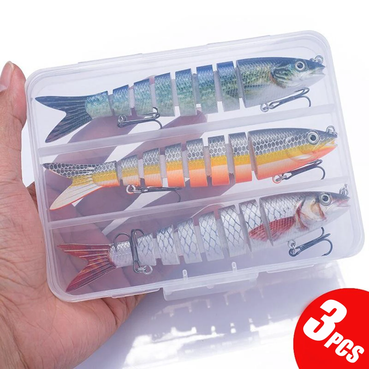 3 szt. 8-segmentowe przynęty wędkarskie, wieloczęściowe swimbait, sztuczna przynęta wolno tonąca, bioniczna przynęta wędkarska, fajny sprzęt wędkarski — 2