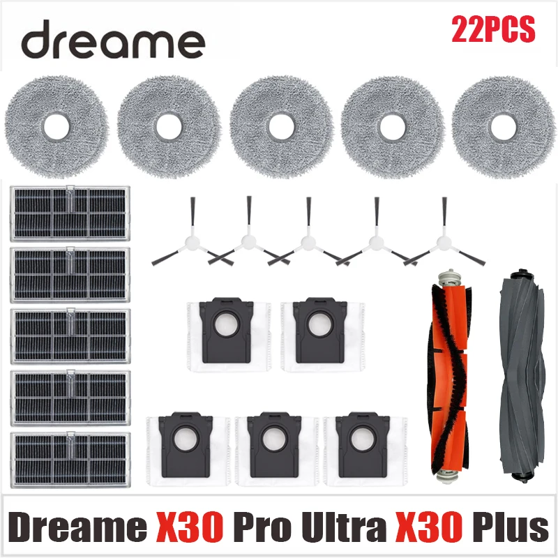 For Dreame X30 / X30 Pro Ultra /X30 pro Plus Robot Vacuum Cleaner Main Side Brush Mop Cloths Filters Dust bag Parts