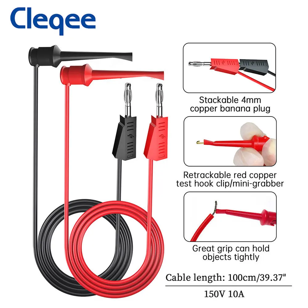 Cleqee P1300SDL Silicone Test Lead kit 4mm Banana Plug Cable Test Hook Clip Multimeter Probe Alligator Clip Automotive Tool Kit