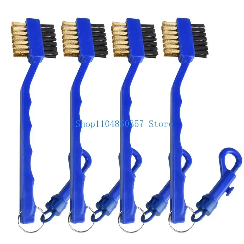 652F Golfs Club Cleaner Brush with Retractable Carabiner, Double Side Golfs Head Brush with Spikes for Cleaning Grooves Shoes