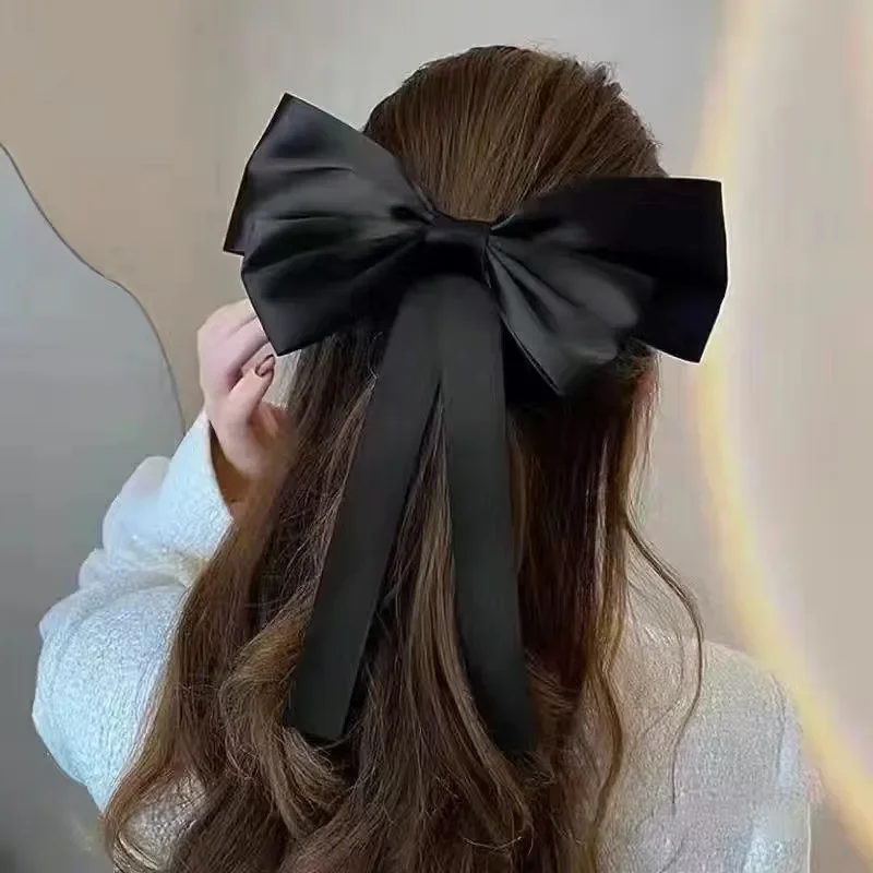 2023 New Korean Fashion Big Bow Hair Clips Black Red Elegant Sweet Spring Hair Clips Headwear for Girls Women Hair Accessories